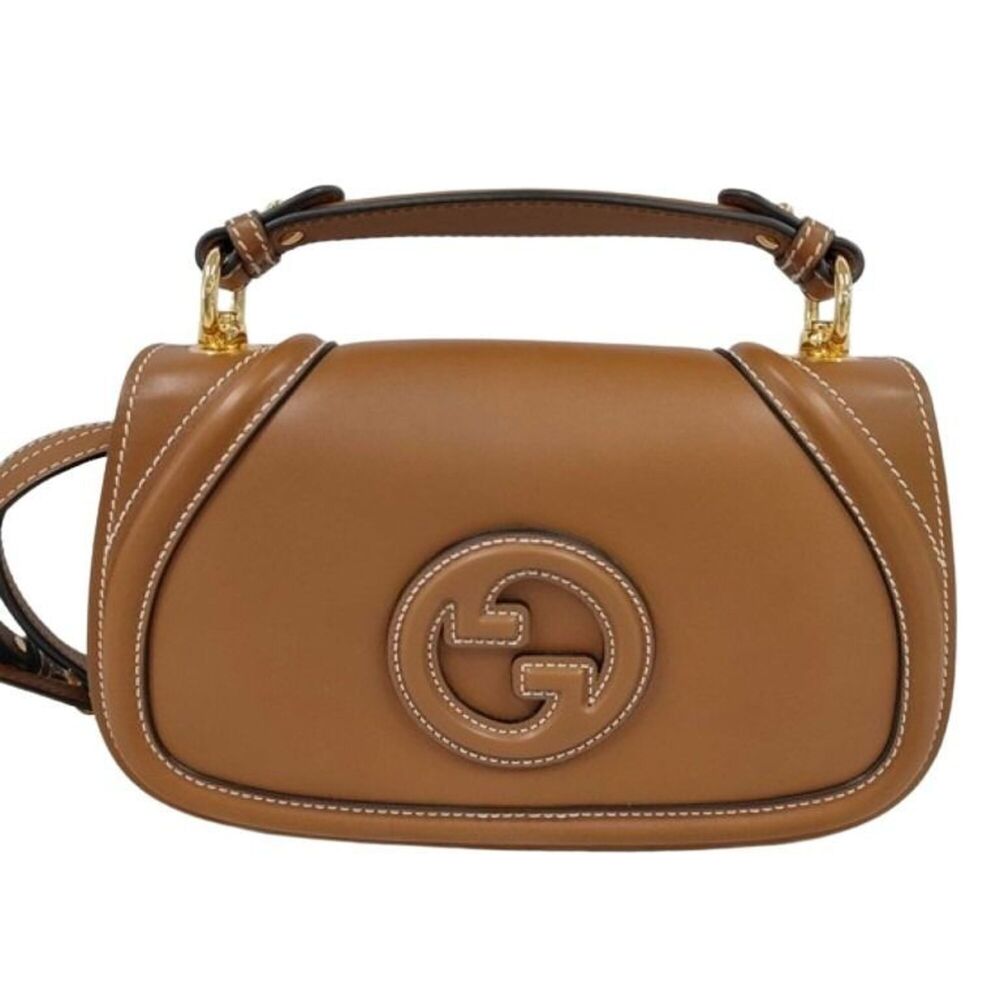GUCCI Blondie Medium Handbag 815714 Brown Leather Women's Shoulder Bag
